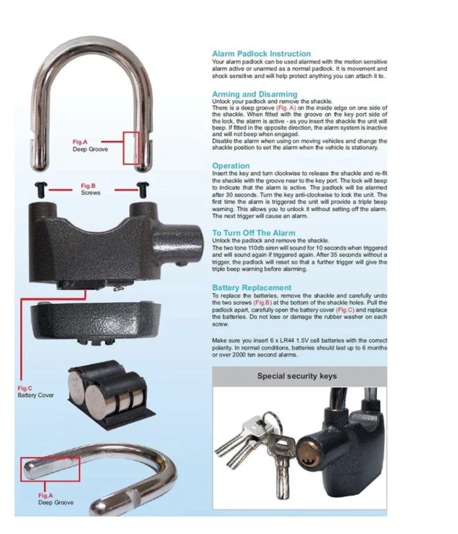 Anti Theft Alarm Padlock - image 2