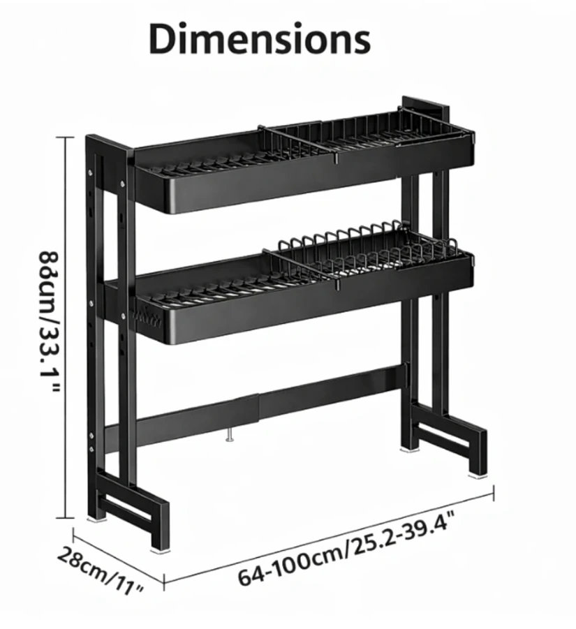 Double Layer Retractable Over Sink Dish Drying Rack - image 4