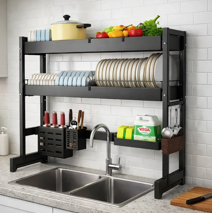 Double Layer Retractable Over Sink Dish Drying Rack - image 5