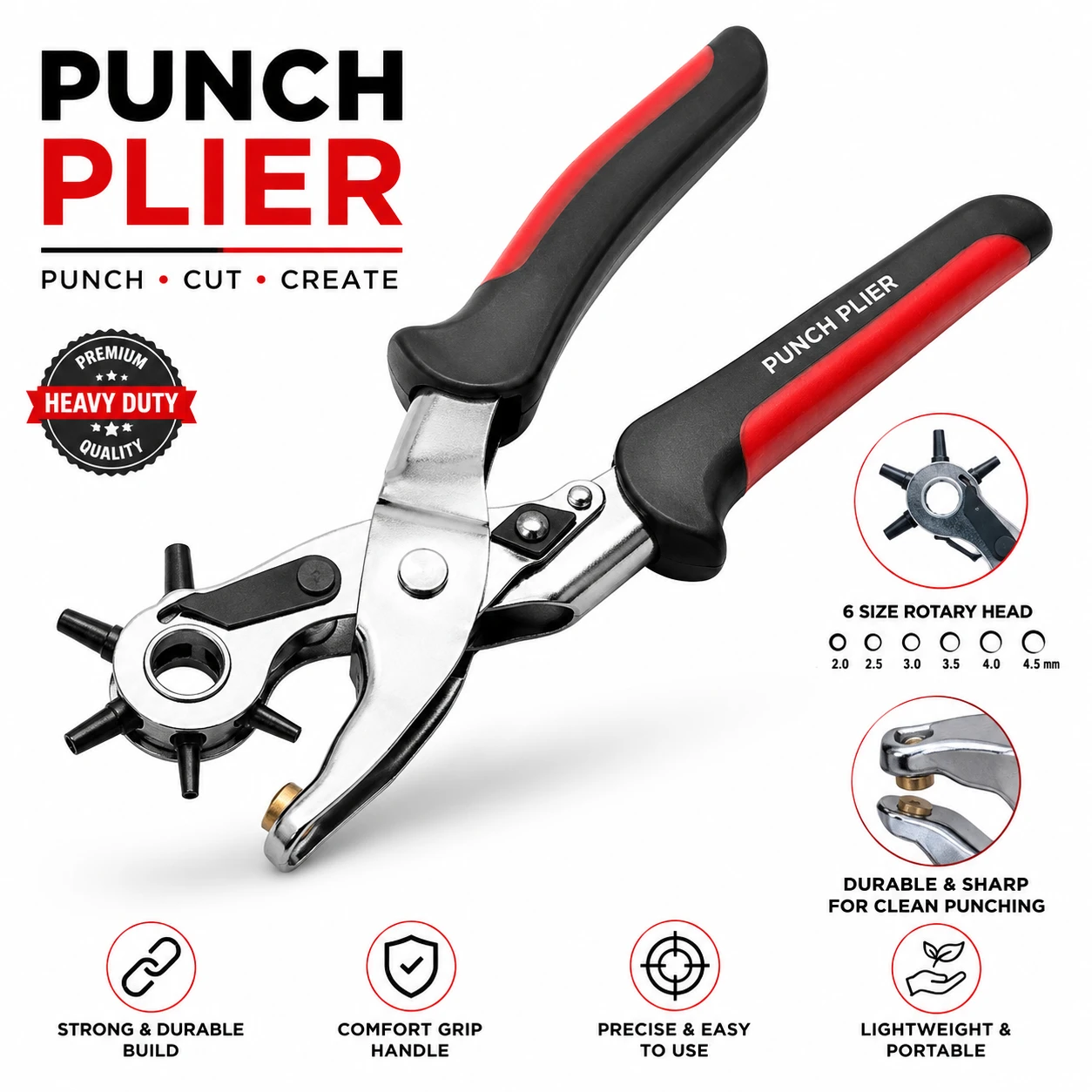 Heavy-Duty Punch Plier Premium Leather Belt Punch Tool