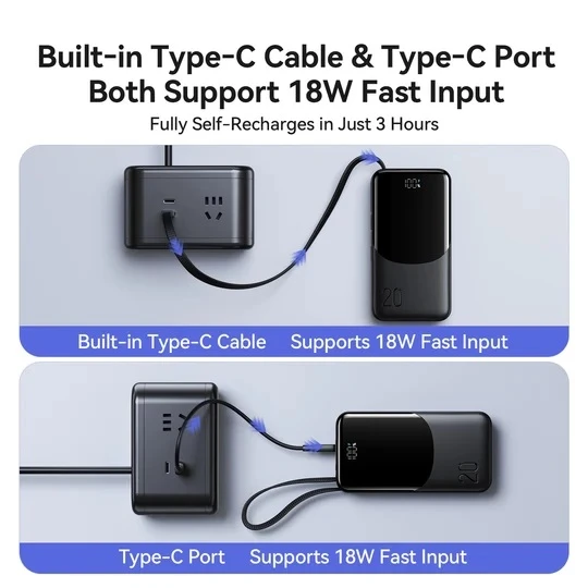 JOYROOM 20000mAh Power Bank with Built-in Three Cables - image 6