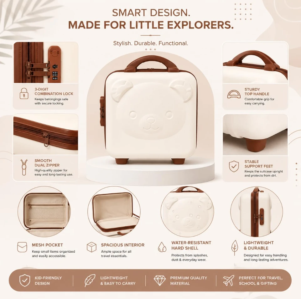 Kids Hard Shell Travel Suitcase Bag