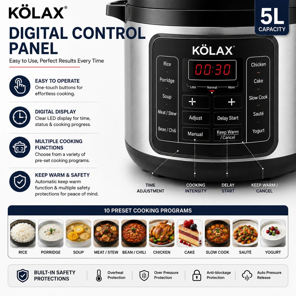 KOLAX MULTI FUNCTIONAL KITCHEN COOKER 5l - image 2