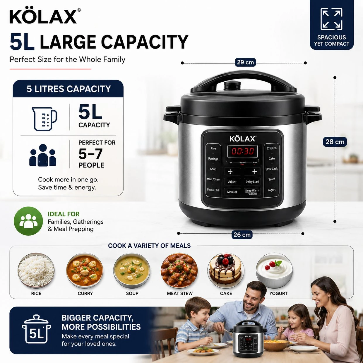KOLAX MULTI FUNCTIONAL KITCHEN COOKER 5l - image 4