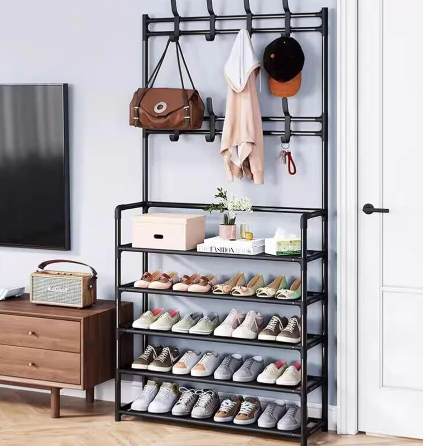 Layer Shoe Rack With Coat Hanger - image 2
