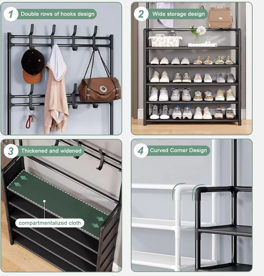 Layer Shoe Rack With Coat Hanger - image 3