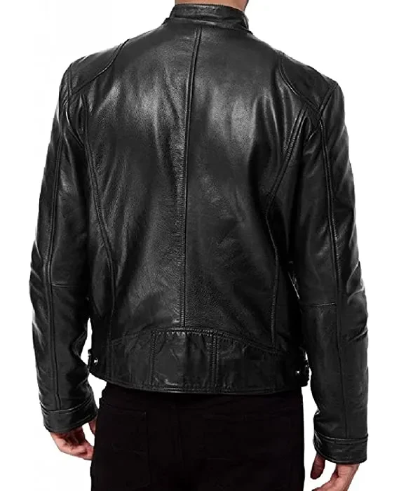 Leather Men's Biker Jacket (Genuine Leather) - image 2
