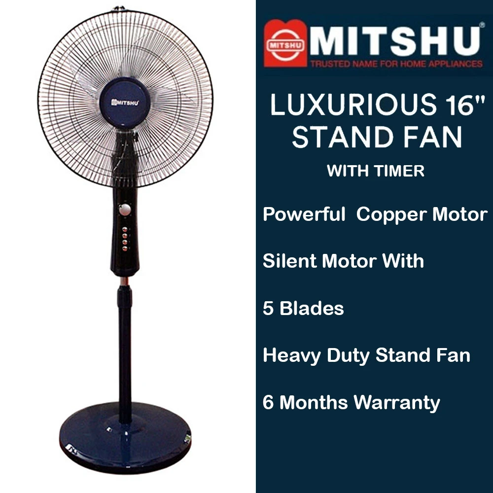 Mitshu 16″ Stand Fan With Timer 100% Copper Motor