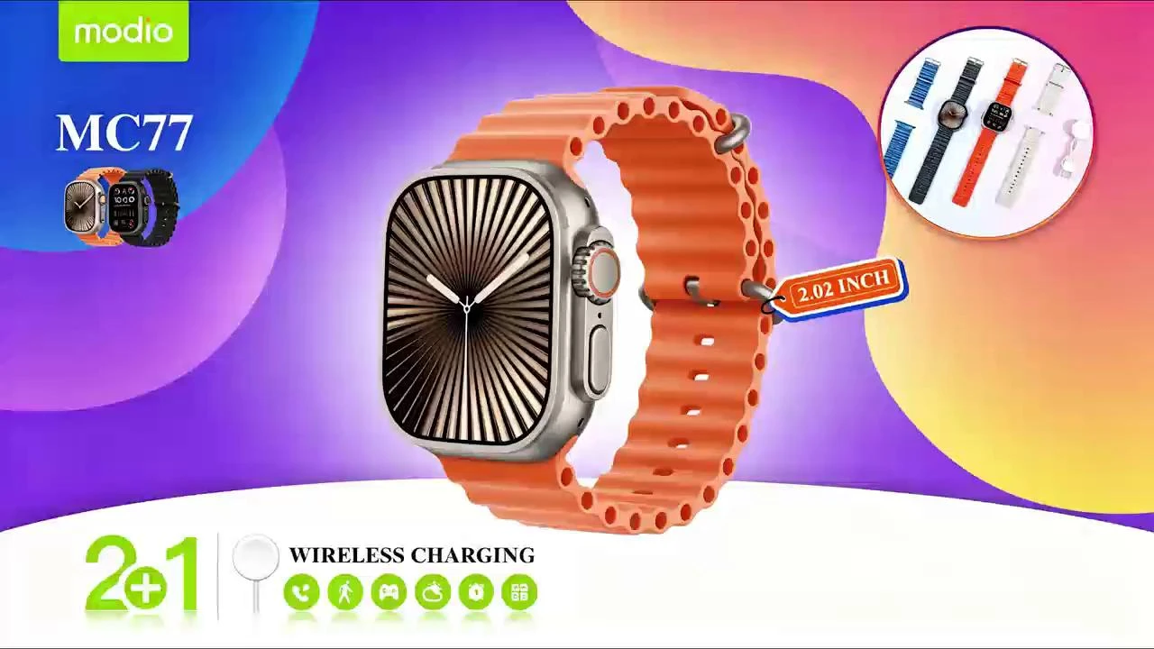 Modio MC77 Smart Watch - 2.02 Display, Wireless Charging - image 2
