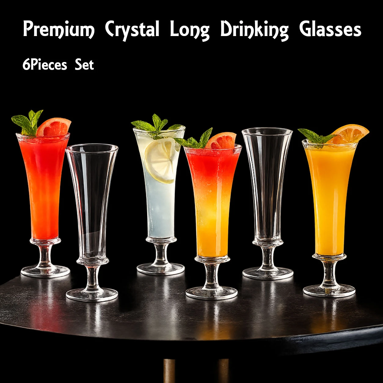 Premium Crystal Long Drink Glass Creative - 6Pcs Set - image 4