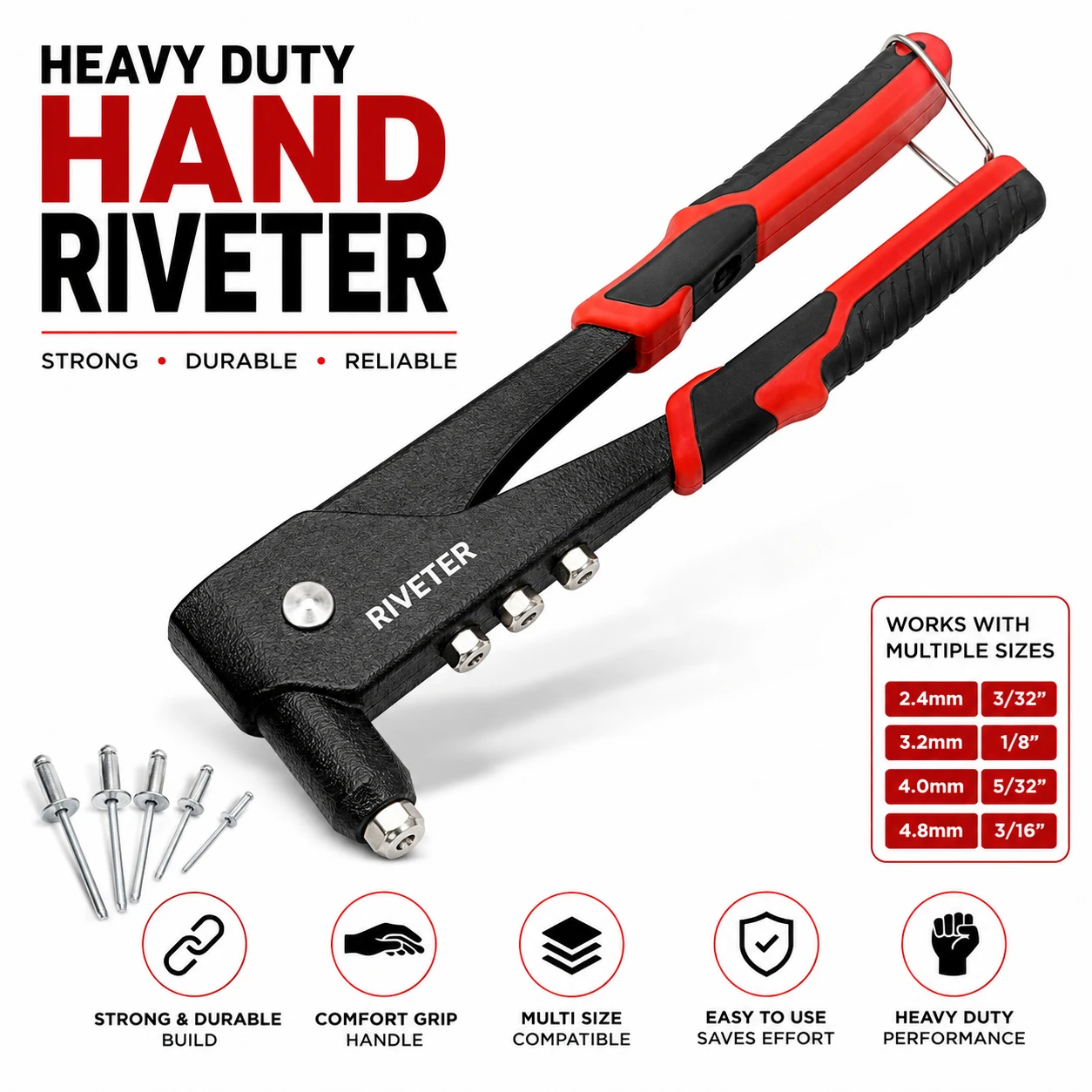 Professional Heavy-Duty Hand Riveter 9.5 Pop Rivet Gun - image 2