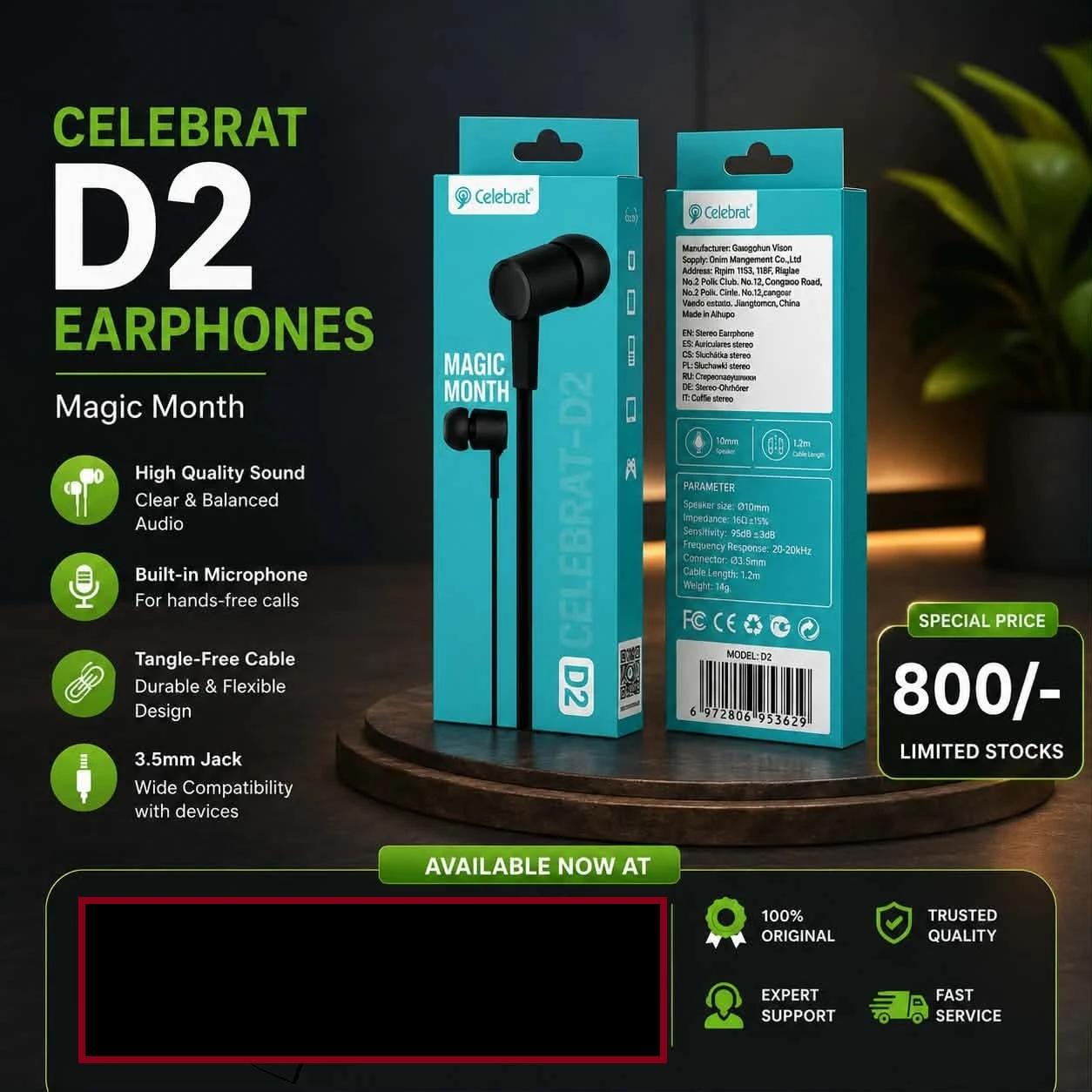 Super Bass Celebrat D2 Handsfree 3.5mm