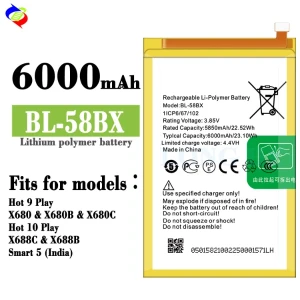 58BX Battery For Infinix Hot 9 Play / Hot 10 Play/Smart5