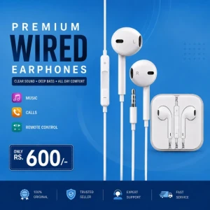 Premium Wired Earphones 3.5mm - Clear Sound - Deep Bass