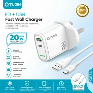 TUOIN 20W Fast Wall Charger PD + USB Dual Port
