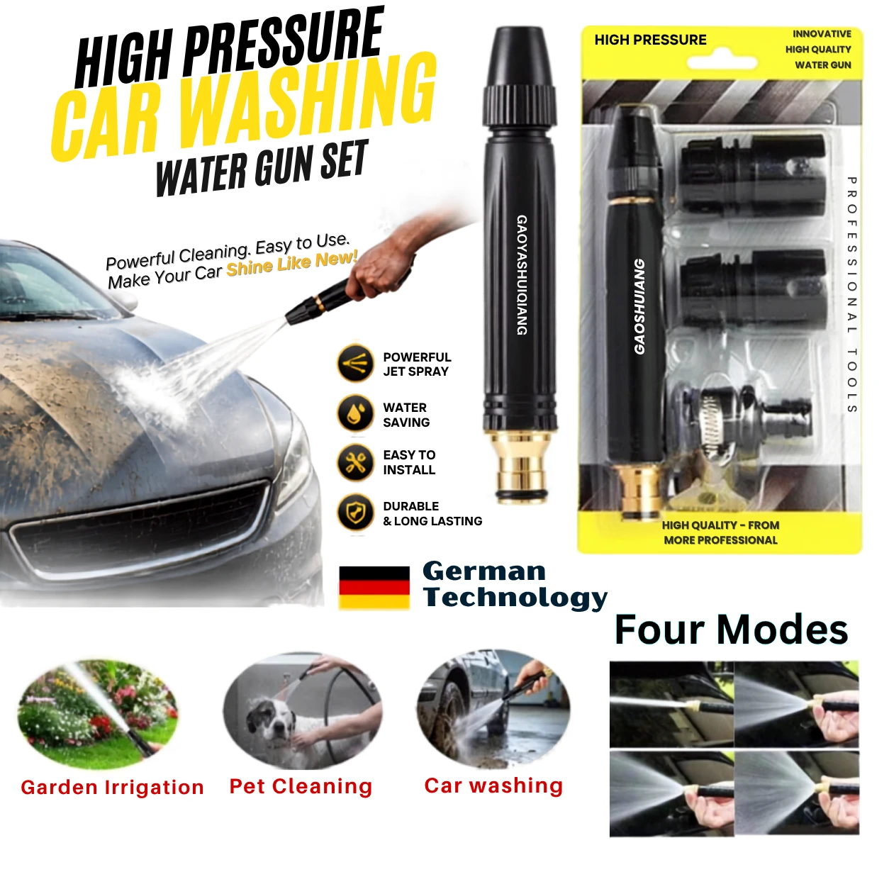 Water Gun Set for Car Washing Garden & Home Cleaning