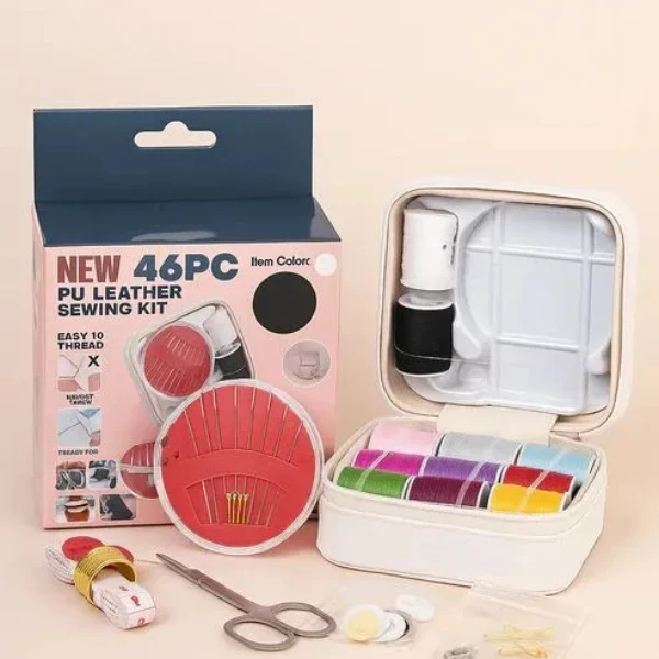 46 PCS Mini Sewing Kit with Leather Case