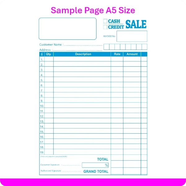 A5-50 Page Cash Sale Invoice Bill Book Carbonless NCR - image 2