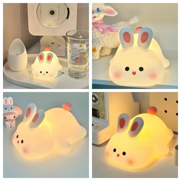 Cute Rabbit shaped 8 Colours Silicone Night Lamp - image 5
