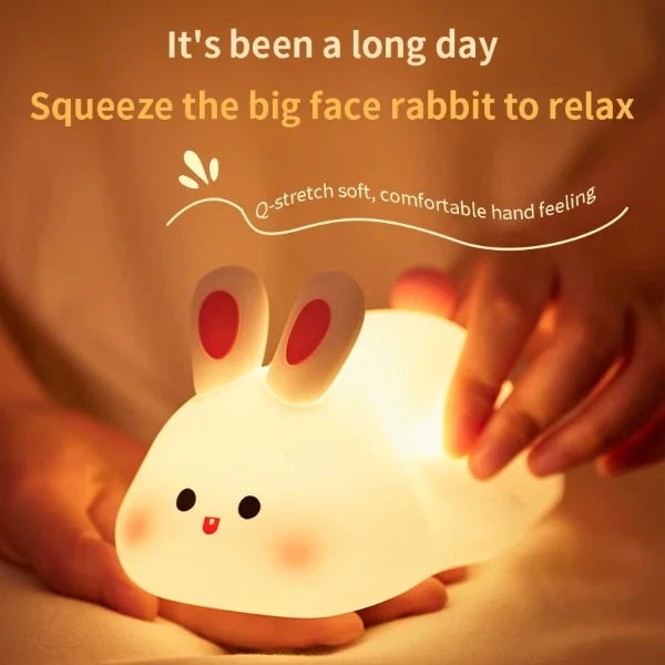 Cute Rabbit shaped 8 Colours Silicone Night Lamp - image 4
