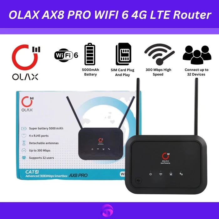 OLAX AX8 PRO 4G LTE WiFi 6 Router With 5000mAh Battery