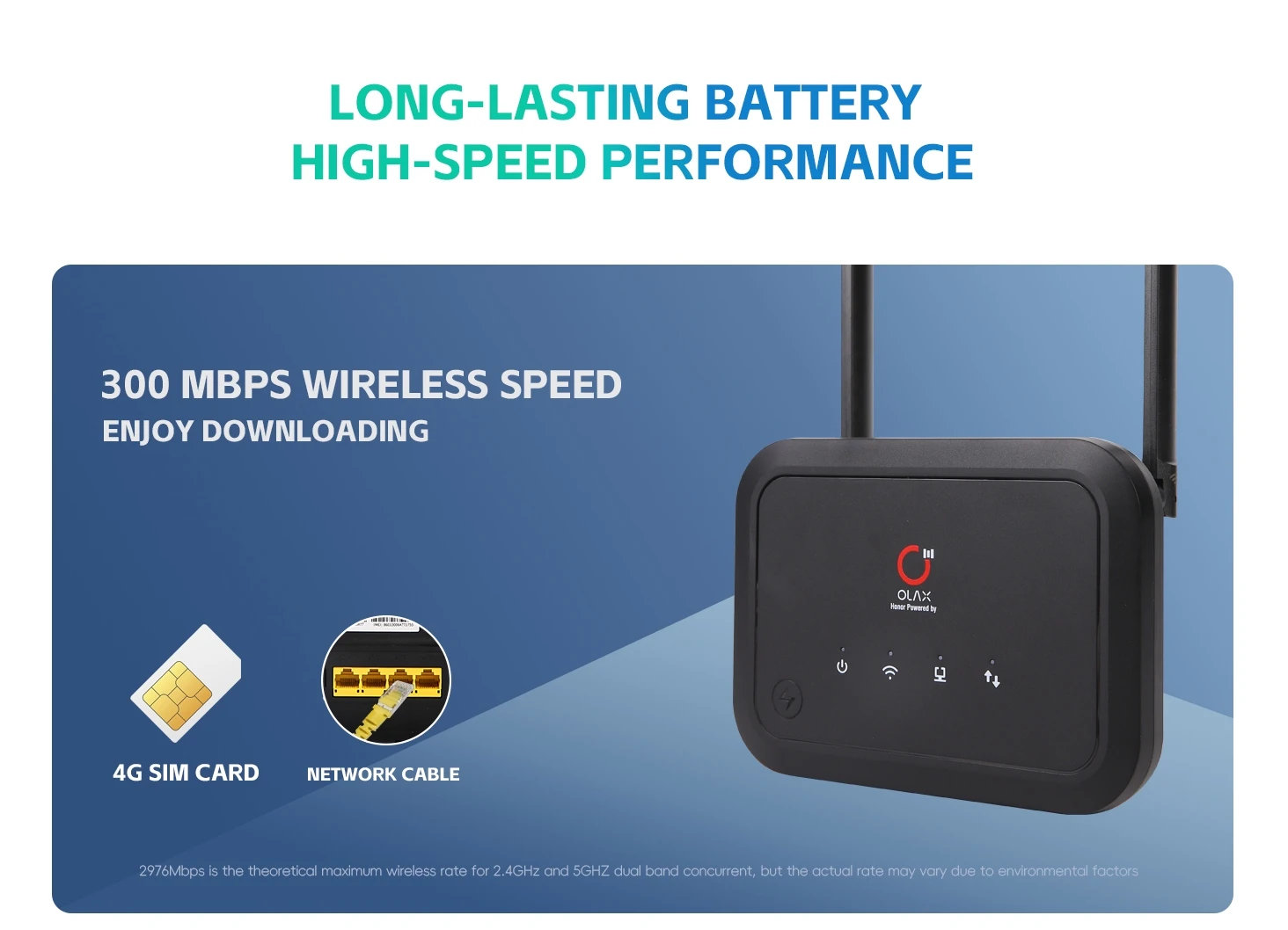 OLAX AX8 PRO 4G LTE WiFi 6 Router With 5000mAh Battery - image 2