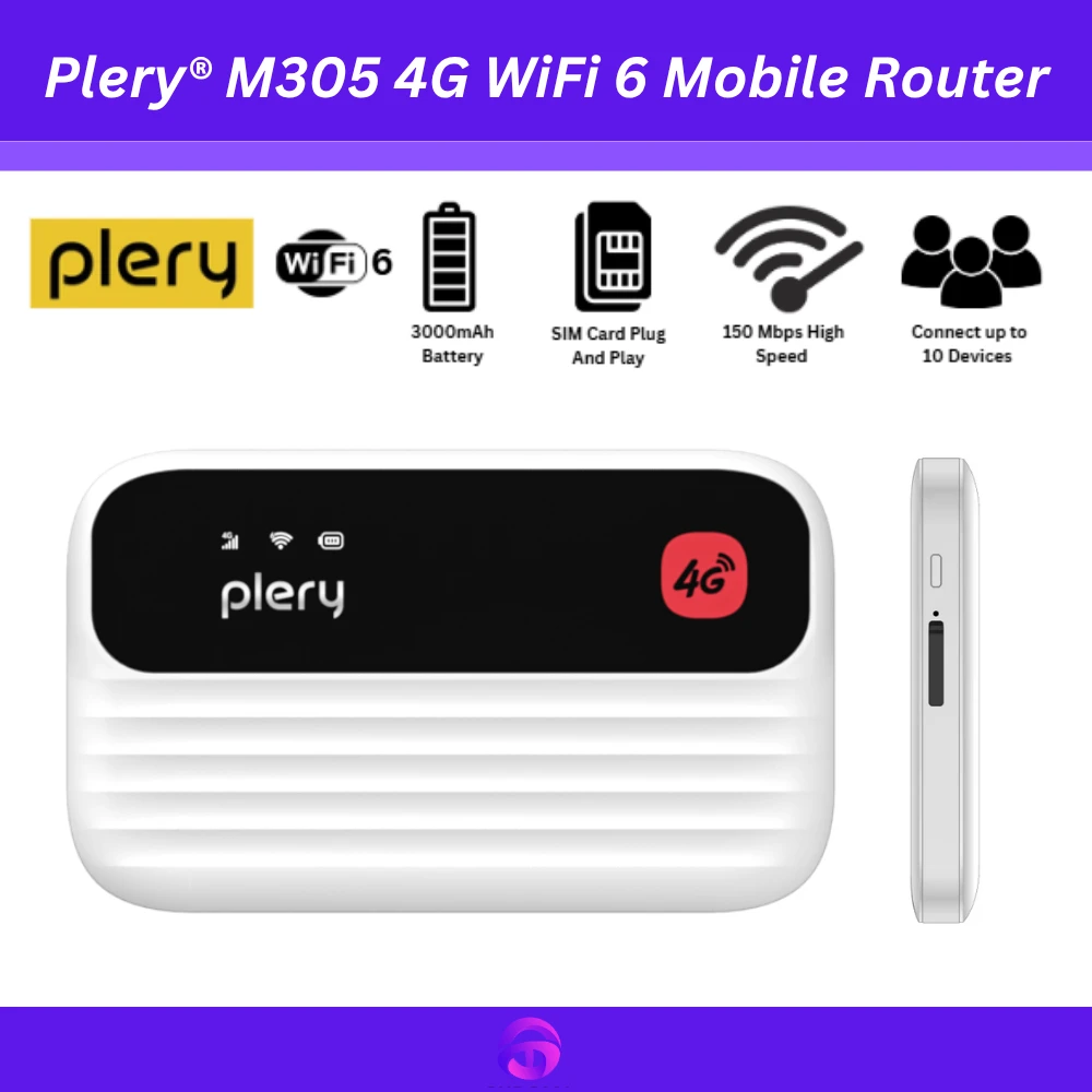 Plery M305 4G LTE WiFi 6 Mobile Router 3000mAh