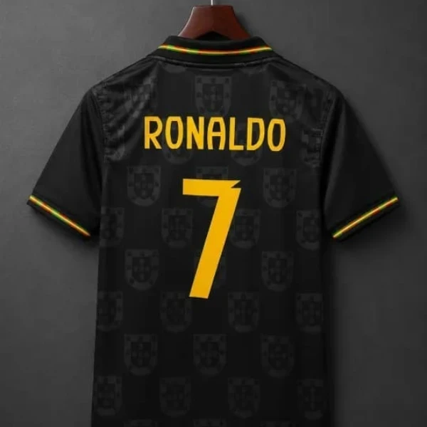 Premium Portugal #7 "Pantera Negra" Kids  Football Kit - image 2