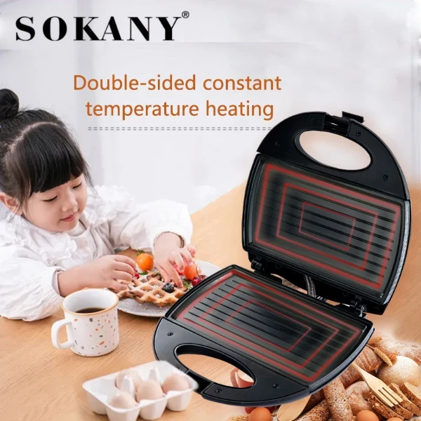 Sokany KJ-102 Sandwich Maker 750W with Thermostat - image 4