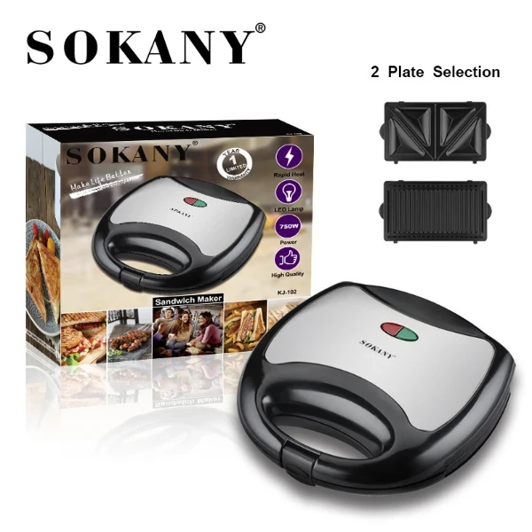 Sokany KJ-102 Sandwich Maker 750W with Thermostat - image 5