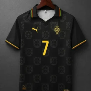 Premium Portugal #7 "Pantera Negra" Kids  Football Kit