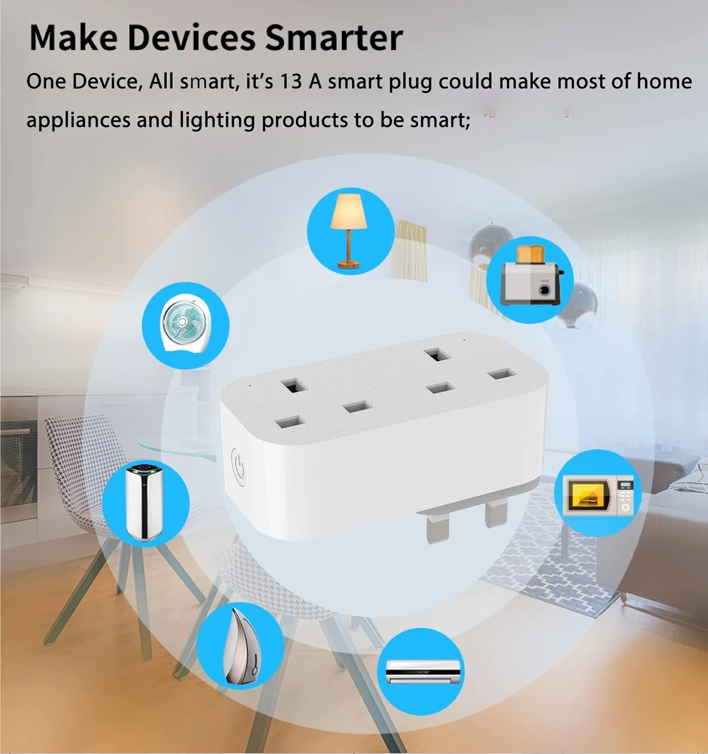 Tuya 13A Dual Smart WiFi Plug Socket Energy Monitor - image 3