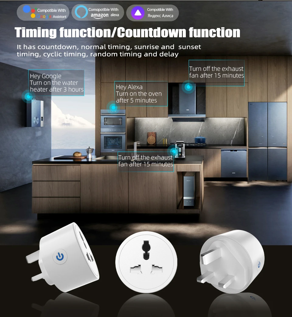 Tuya 20A Universal WiFi Smart Plug with Energy Monitor - image 3